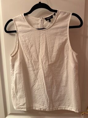 Theory Cream Sleeveless Round-Neck Shell